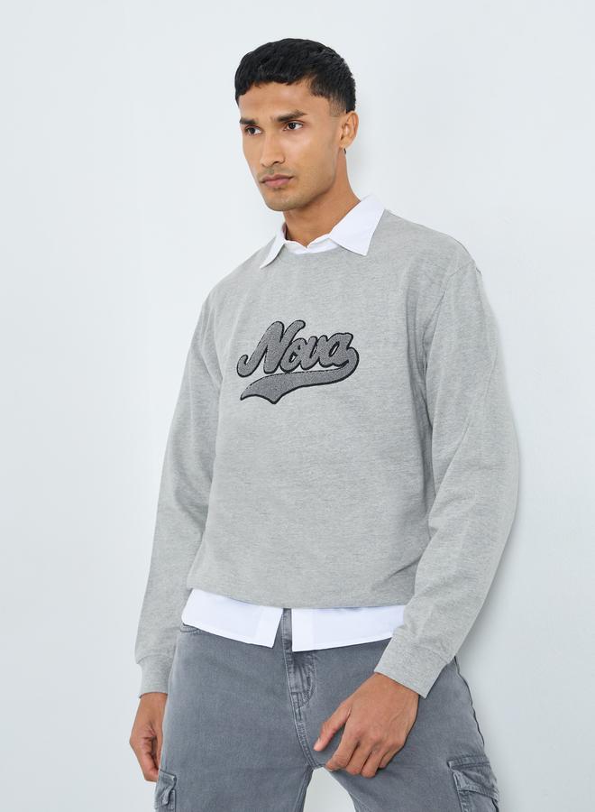 Styli Towel Embroidery Relaxed Fit Terry Sweatshirt - Image 1