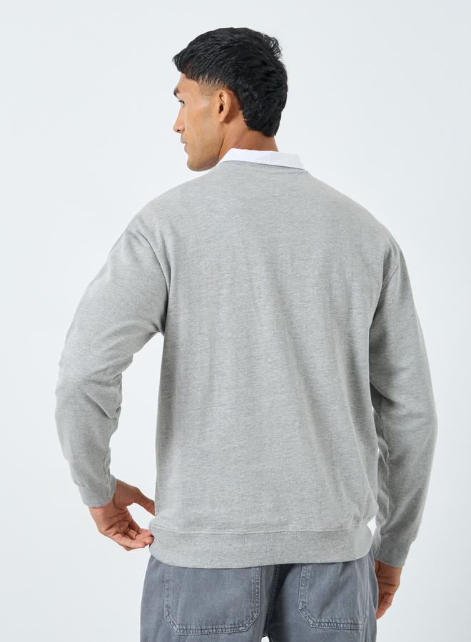 Styli Towel Embroidery Relaxed Fit Terry Sweatshirt - Image 4