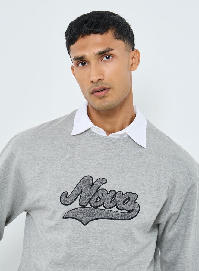 Styli Towel Embroidery Relaxed Fit Terry Sweatshirt - Image 3