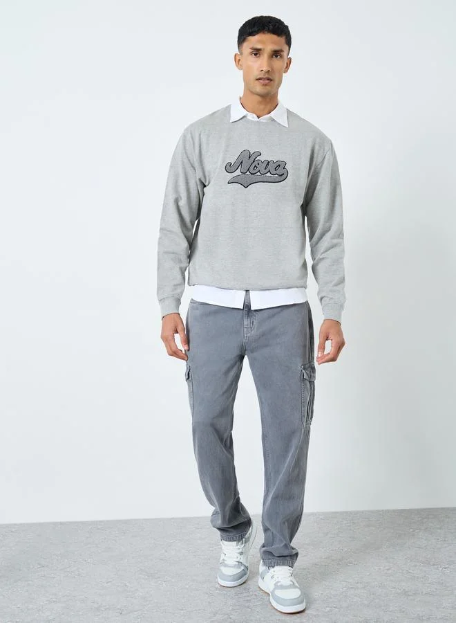 Styli Styli Towel Embroidery Relaxed Fit Terry Sweatshirt