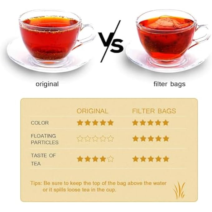 ريحني 200 كيس فلتر شاي للشاي السائب، أكياس شاي سائبة للاستخدام مرة واحدة، آمنة، مصنوعة من ورق طبيعي غير مبيض، مصنوعة من لب الخشب الطبيعي، مقاس 236 × 315 بوصة، لون طبيعي 200 - Image 5
