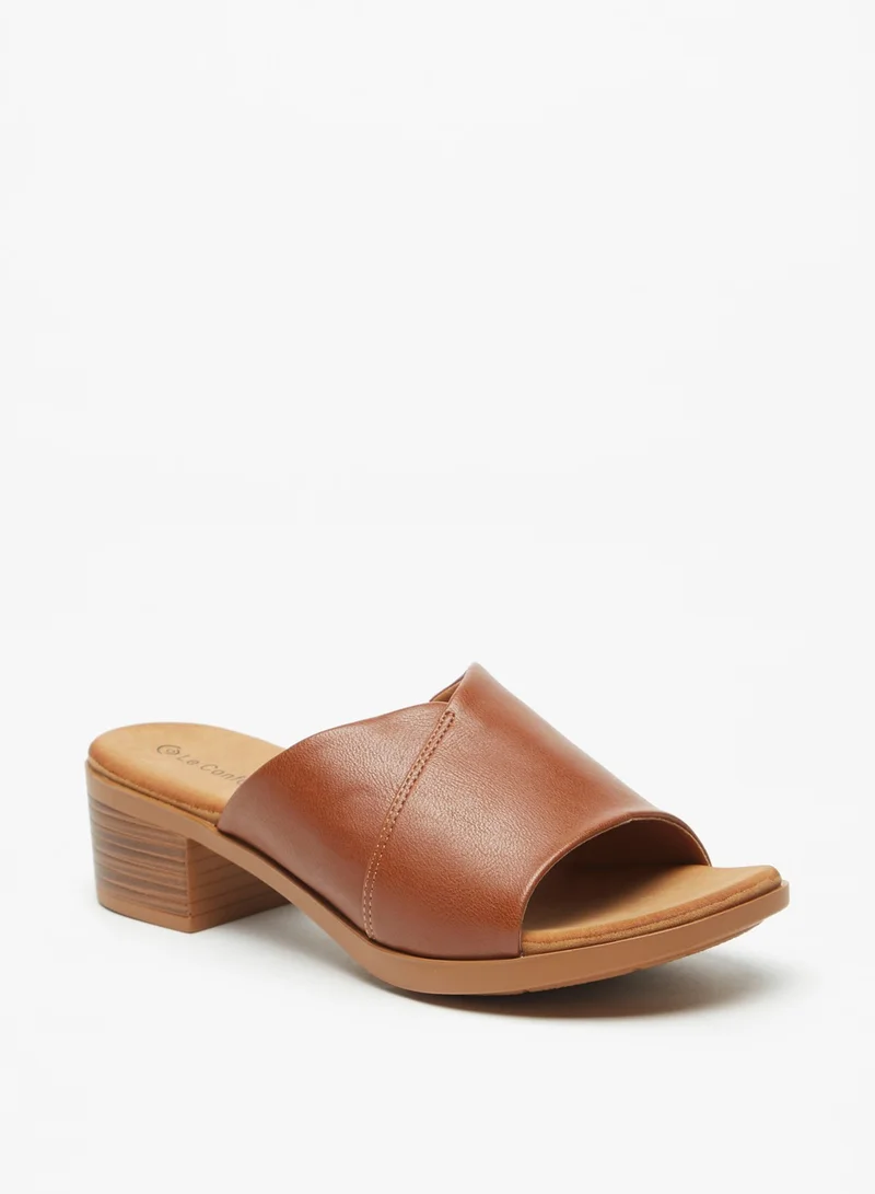 لو كونفورت Le Confort Solid Slip-On Open Toe Sandals With Block Heels