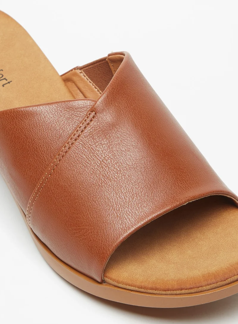 لو كونفورت Le Confort Solid Slip-On Open Toe Sandals With Block Heels
