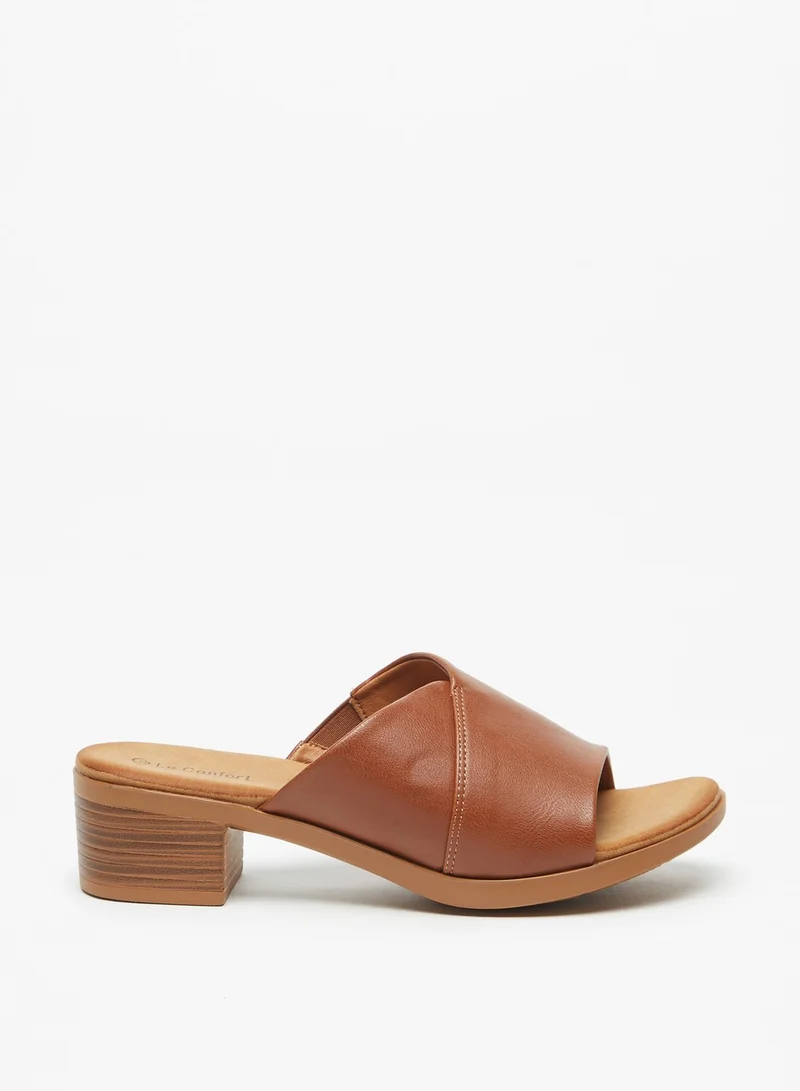 لو كونفورت Le Confort Solid Slip-On Open Toe Sandals With Block Heels