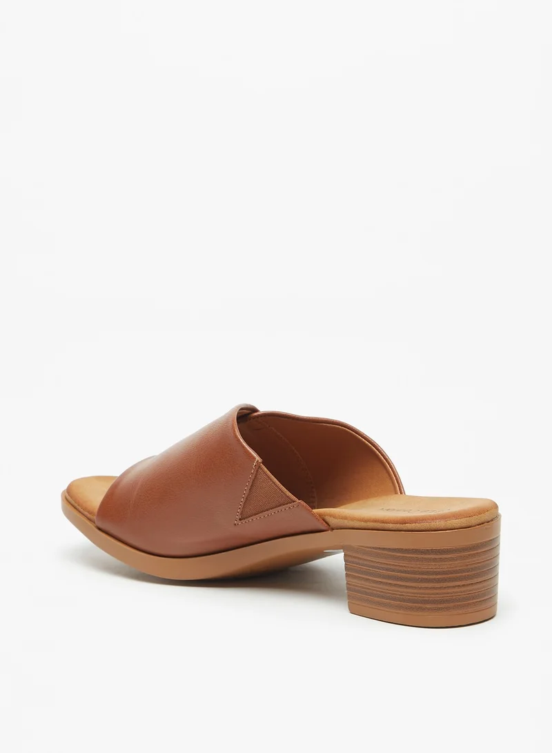 لو كونفورت Le Confort Solid Slip-On Open Toe Sandals With Block Heels