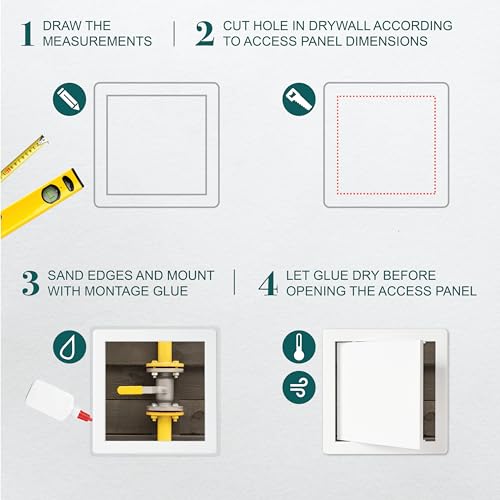 ECOPRO VENT 8" x 8" White Plastic Access Panel. Service Shaft Door Panel. Plumbing, Electricity, Heating, Alarm Wall Access Panel for Drywall. Bathroom Services Access Hole Cover. (8" x 8") - Image 3