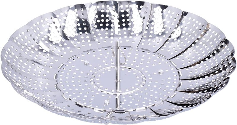Stainless Steel Folding Steam Basket 430 Food Grade Adjustable Steamer Rack for Pressure Cooker Pan Rice Cooker Multifunctional Kitchen Accessory (All steel steamer: small size) - Image 4