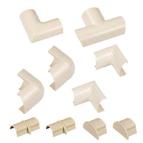 D-Line DLine Medium Cable Raceway Accessory Pack Join 118in x 059in Cord Cover Lengths 10 Accessories Included Hide Cords Around a Variety of Angles Beige - Image 1