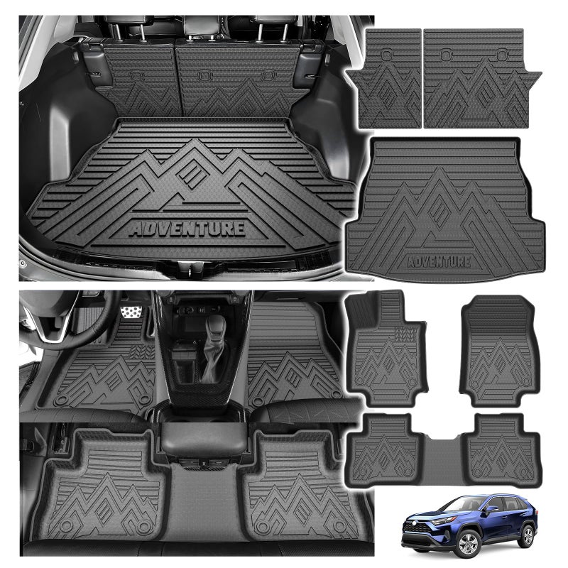 Powerty Floor Mat for Toyota RAV4 2019-2025, All Weather Cargo Mat Trunk Mat Liner with Backrest Mat Replacement for 2019-2025 Toyota RAV4 Accessories (Trunk Mat+Backrest Mat+Floor Mat) - Image 1