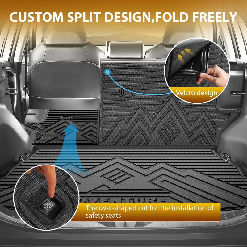 Powerty Floor Mat for Toyota RAV4 2019-2025, All Weather Cargo Mat Trunk Mat Liner with Backrest Mat Replacement for 2019-2025 Toyota RAV4 Accessories (Trunk Mat+Backrest Mat+Floor Mat) - Image 2