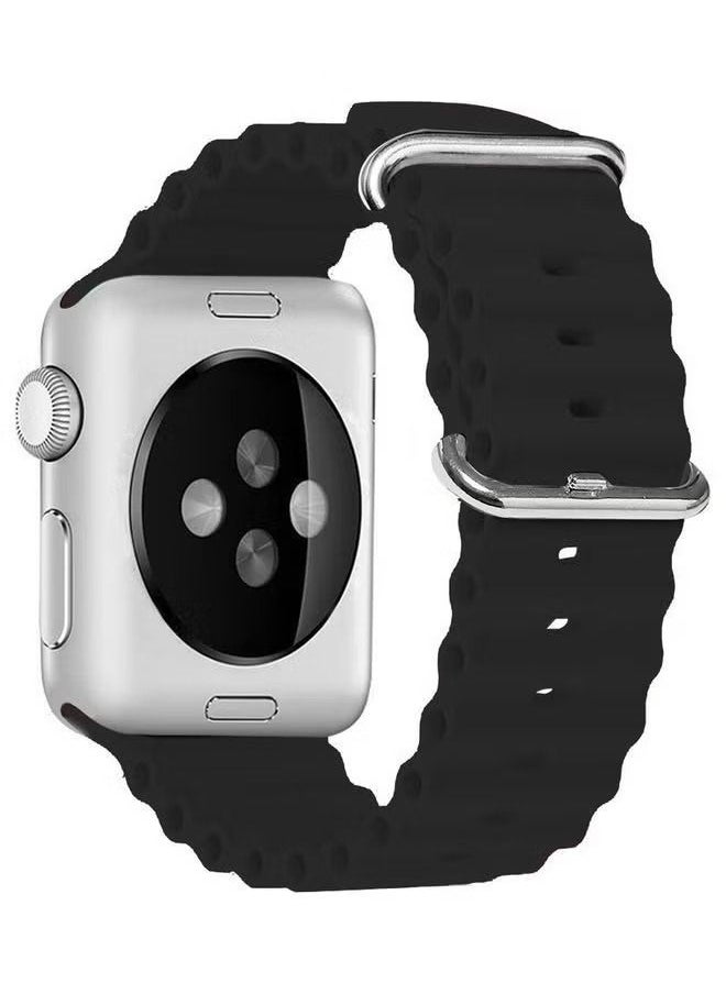 vesus - 2Pack for apple watch ocean band 49mm 45mm 44mm 42mm Soft Silicone Loop Strap for watch Series Ultra/8/7/SE/6/5/4/3/2/1 Black/Dark Blue - Image 1
