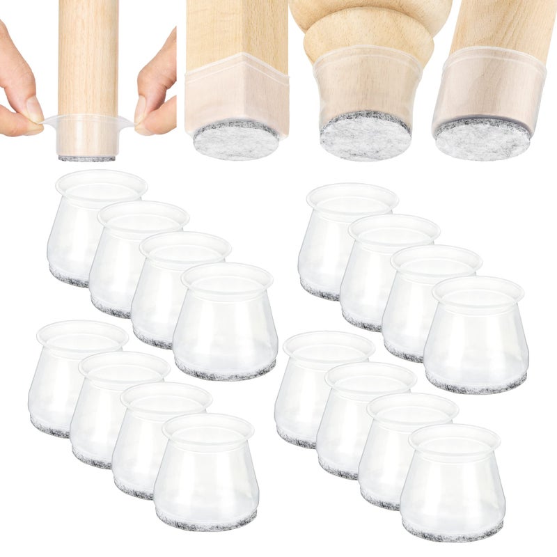 Aneaseit Silicone Chair Leg Floor Protectors Felt Furniture Pads for Hardwood Floors Rubber Chair Leg Protectors Covers for Wooden Floors or Tile 16pcs Clear