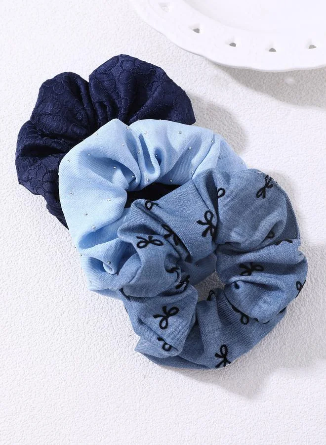 Take Two Pack of 3 - Blue Hair Scrunchie