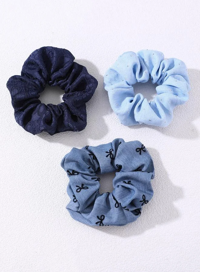Take Two Pack of 3 - Blue Hair Scrunchie