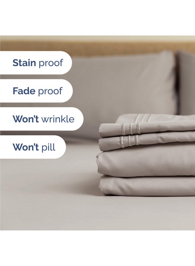 CGK Unlimited Cal King Size 4 Piece Sheet Set - Comfy Breathable & Cooling Sheets - Hotel Luxury Bed Sheets for Women & Men - Deep Pockets, Easy-Fit, Soft & Wrinkle Free Sheets - Light Grey Oeko-Tex Bed Sheet Set  - Image 5