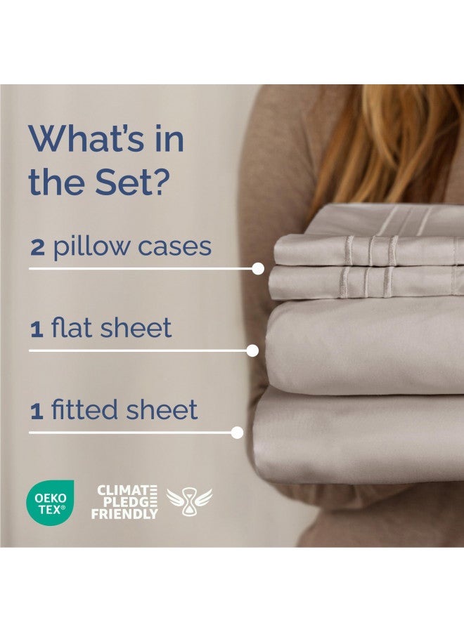 CGK Unlimited Cal King Size 4 Piece Sheet Set - Comfy Breathable & Cooling Sheets - Hotel Luxury Bed Sheets for Women & Men - Deep Pockets, Easy-Fit, Soft & Wrinkle Free Sheets - Light Grey Oeko-Tex Bed Sheet Set  - Image 2