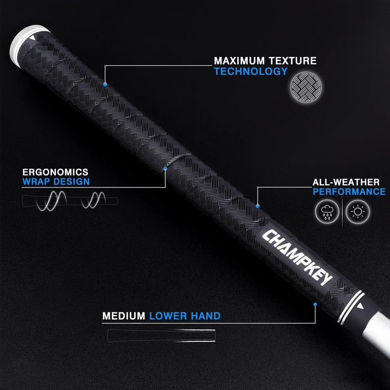 CHAMPKEY X-WEAVE Rubber Golf Grips 13 Pack with Full Repair Kits - Medium Lower Hand Golf Club Grips - Enhanced Grip and Traction Golf Grips for Men and Women(White,Oversize) - Image 2
