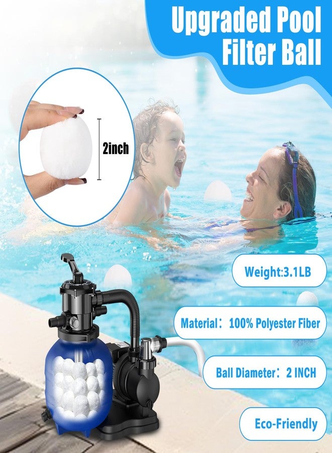 MJZ 3.1 Lbs Pool Filter Balls, Eco-Friendly Reusable Fiber Filter Balls for Swimming Pool Sand Filter, Efficient Filter Media Balls Replace 100 Lbs Pool Filter Sand (3.1 Pounds, White) - Image 2