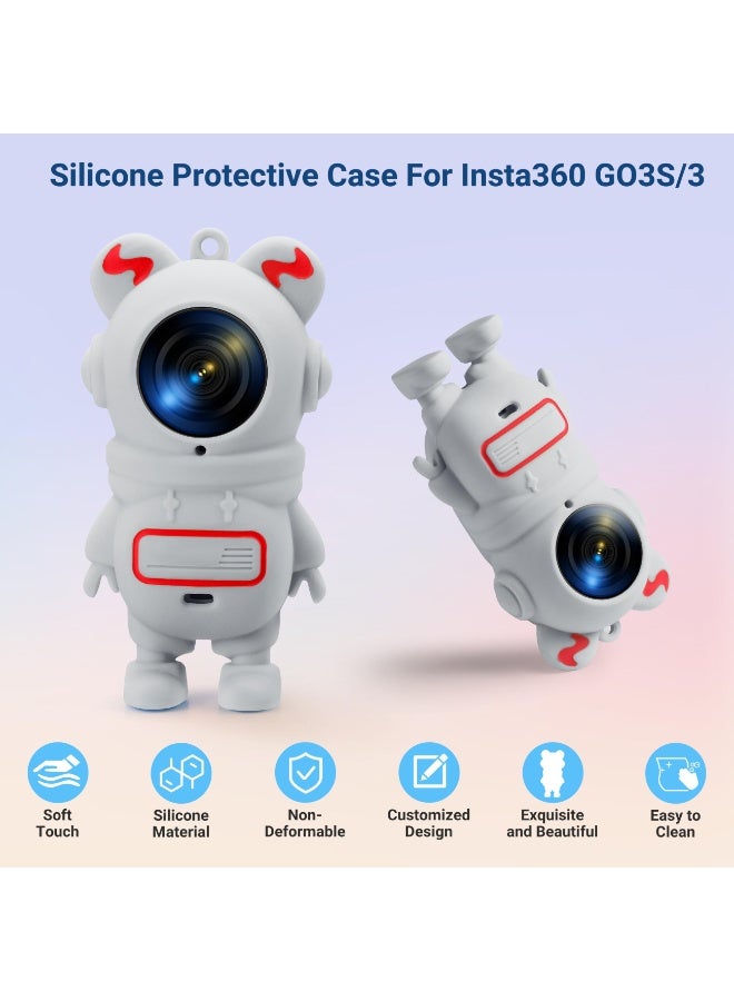 Silicone Case for Insta360 GO 3S, Cartoon Shockproof Protective Cover for Insta 360 GO 3S/3 Accessories with Anti-Loss Hand Strap, Precise Cutouts Holes, Soft Anti-Scratch Surface, Full Body Wrap - Image 2