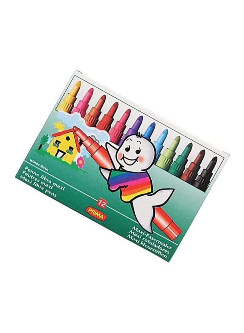Prima maxi jumbo set of 12 fibretip colors - Image 1