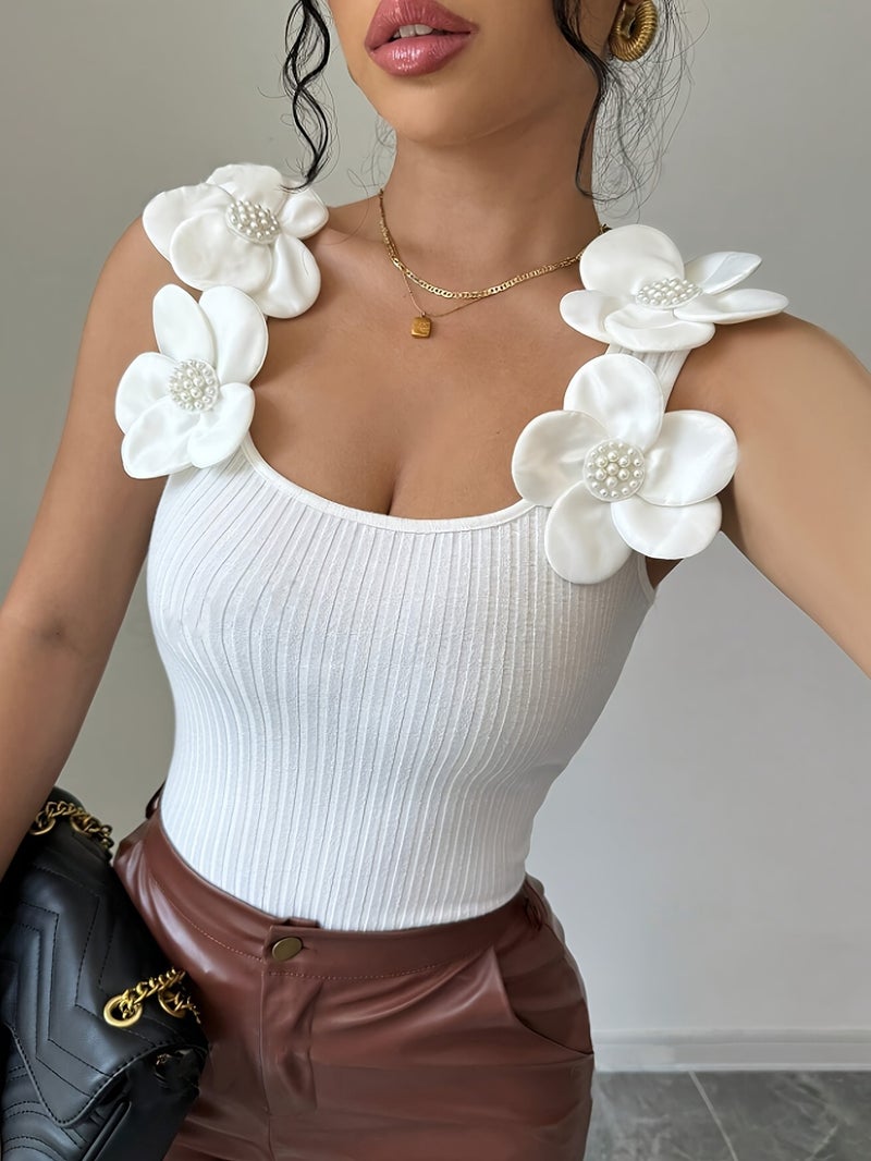 New Three-Dimensional Flower Elegant Knitted Vest - Image 2