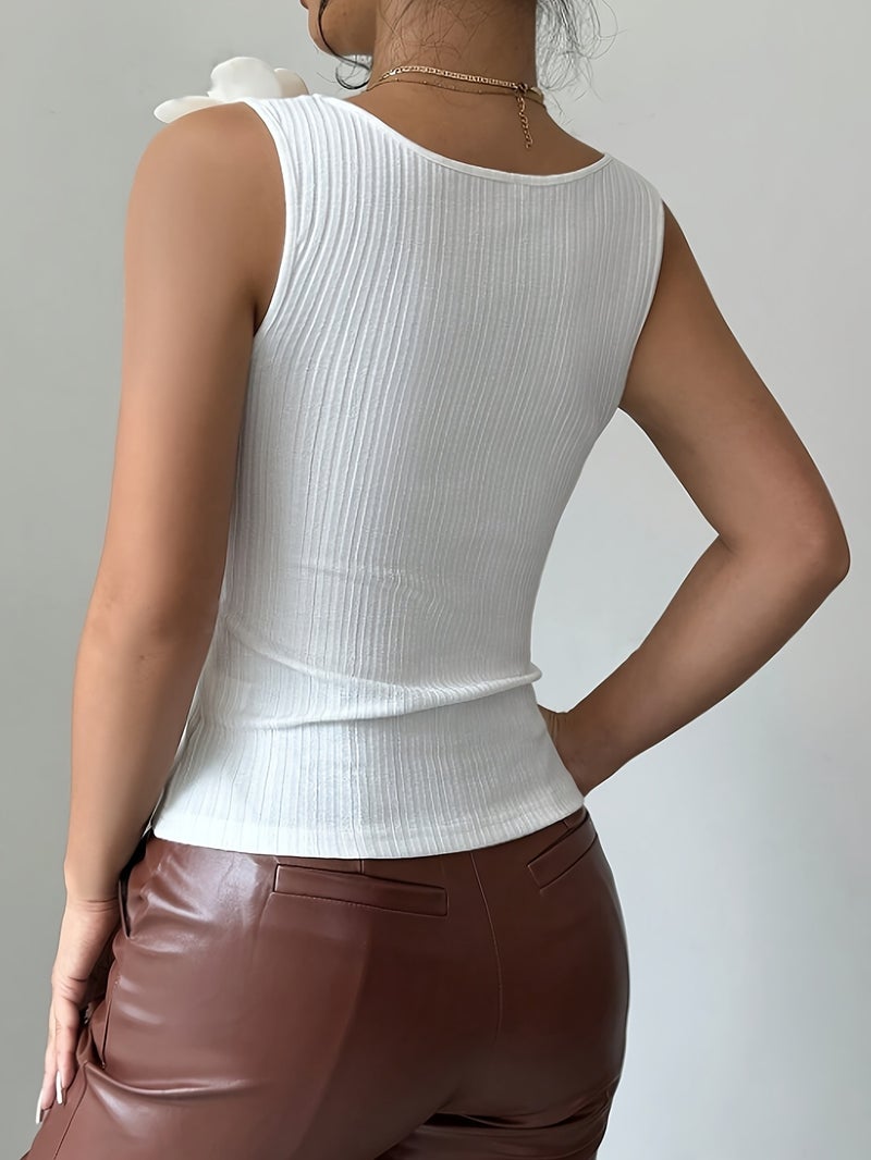 New Three-Dimensional Flower Elegant Knitted Vest - Image 3