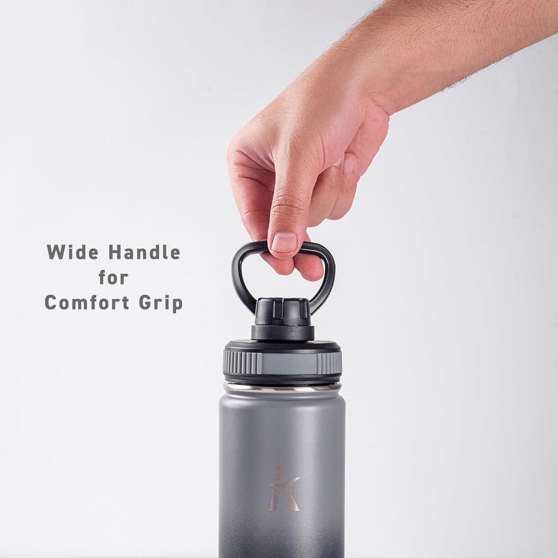 KRYMSO Stainless Steel Water Bottle 650ml – Insulated Sports Flask for Hot & Cold Drinks – Leakproof, Durable, BPA-Free – Ideal for Gym, Travel, Hiking (Black Grey) - Image 2