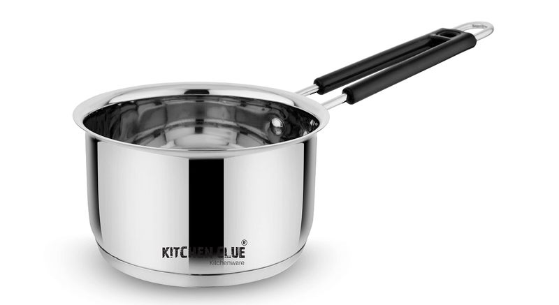 KITCHEN CLUE Tea Pan Stainless Steel Heavy Guage Bottom TRI-PLY Base, Sauce Pan Milk Pan Tapeli Patila Induction Base 2 Litre Sauce Pot Milk Boiler Cookware with Handle (2000 ml) - Image 1