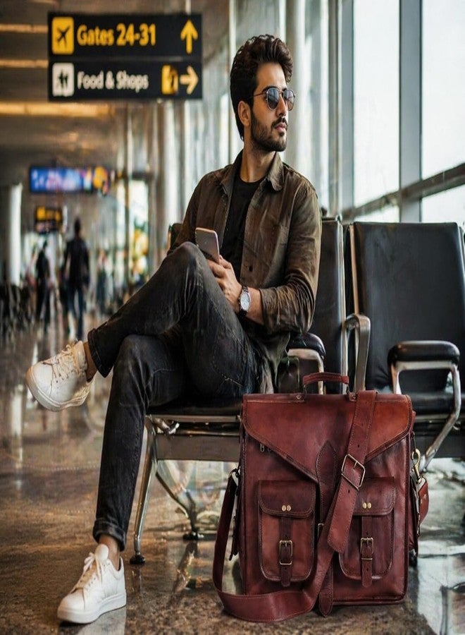 cuero 15 Inch Leather Laptop Messenger Bag Office Briefcase Crossbody Travel Bag For Men And Women College Bag Office Laptop Bag (15 inch) - Image 2