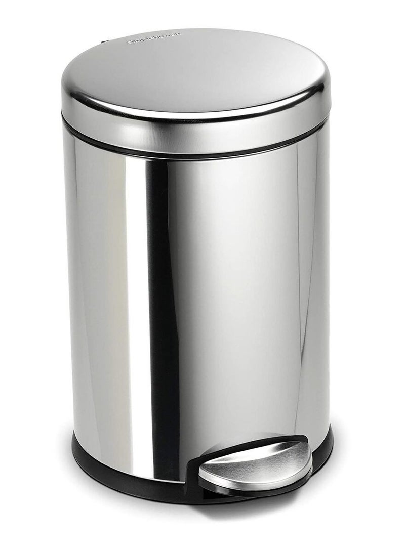 Simple Human سلة مهملات بسيطة إنسانية دائرية بدواسة من الفولاذ المصقول سعة 4.5 لتر - Image 1