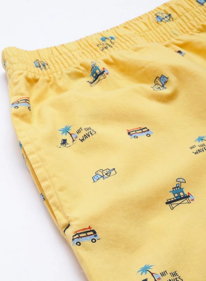 The Indian Garage Co Men Slim Fit Mid-Rise Printed Elasticated Lounge Pants