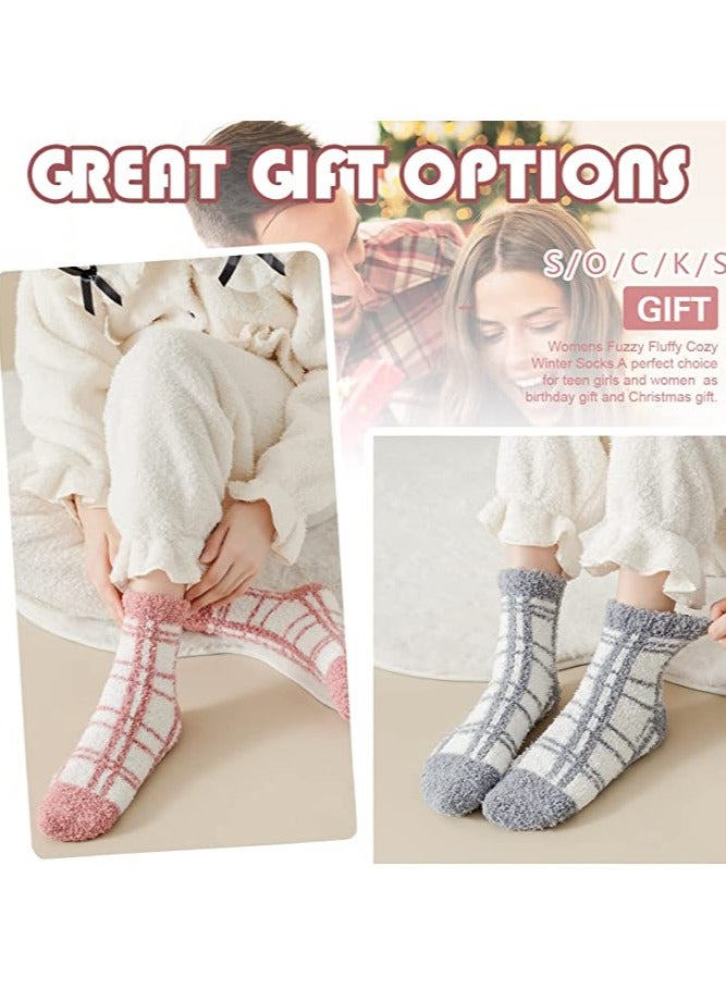 SYOSI 5 Pairs Fluffy Soft Socks for Women and Ladies, Winter Warm Comfortable Slipper Socks Thermal Towel Striped Socks for Daily Wear, Home, Bed - Image 5