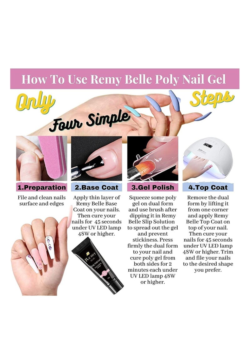 Remy Belle - Poly Nail Gel Acrylic Kit 6 Colors with Sun X5 Plus Slip Solution for Manicure Beginner Starter DIY at Home - Image 1