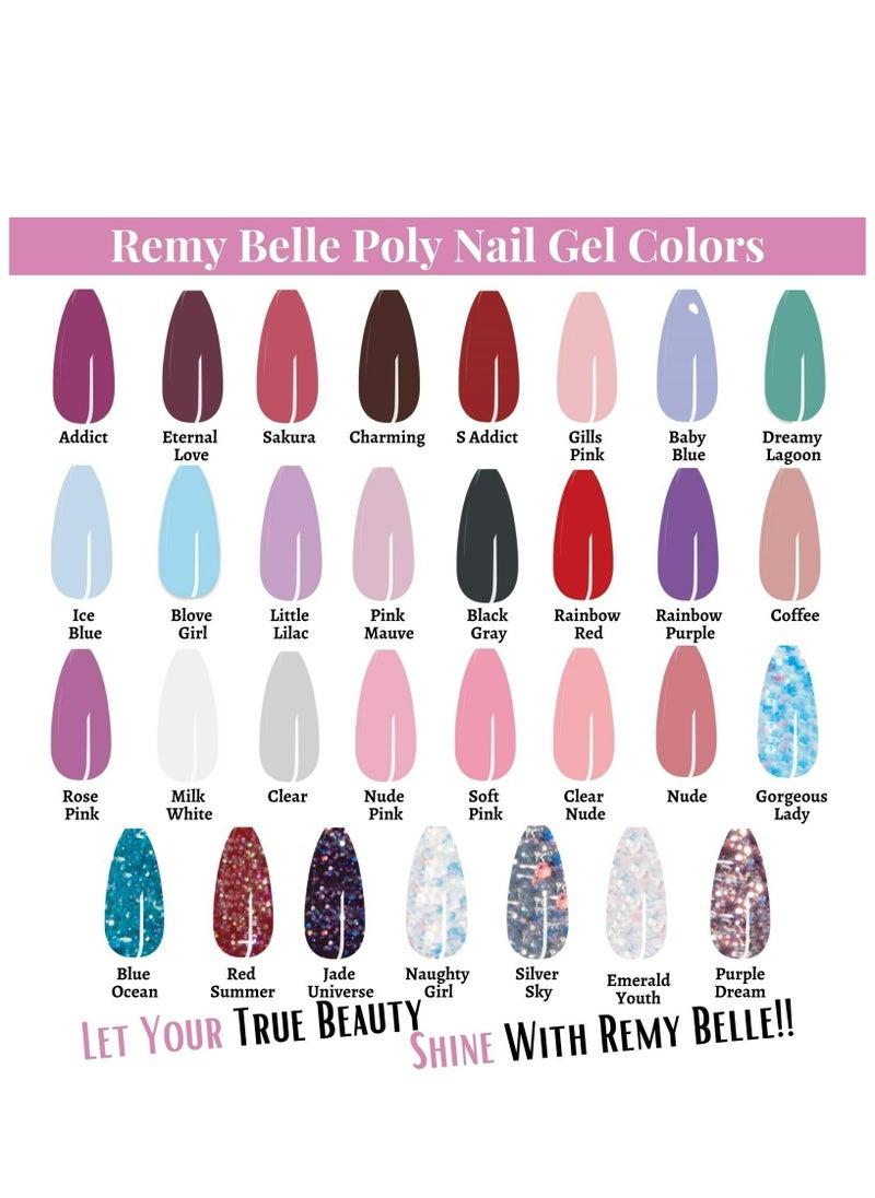 Remy Belle - Poly Nail Gel Acrylic Kit 6 Colors with Sun X5 Plus Slip Solution for Manicure Beginner Starter DIY at Home - Image 1