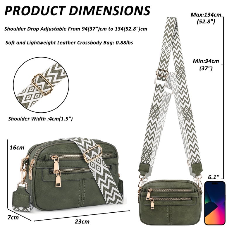 TANTOMI Crossbody Bags for Women, 6-Pockets Cross Body Purse, Vegan Leather Handbags Shoulder Bag for Travel, Gifts for Women - Image 3