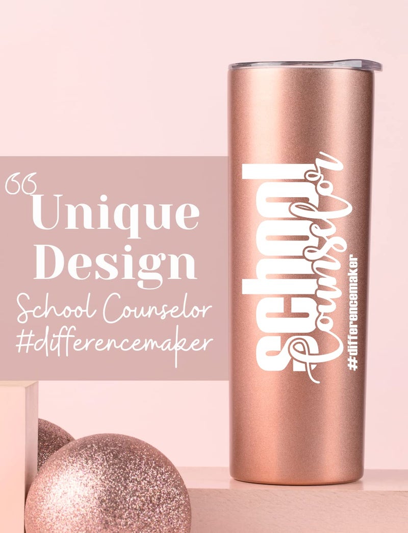 Onebttl Counselor Gifts for Women  Appreciation Gifts for Counselors  20oz Stainless Steel Skinny Tumbler with Lid Straw - School Counselor - Image 2