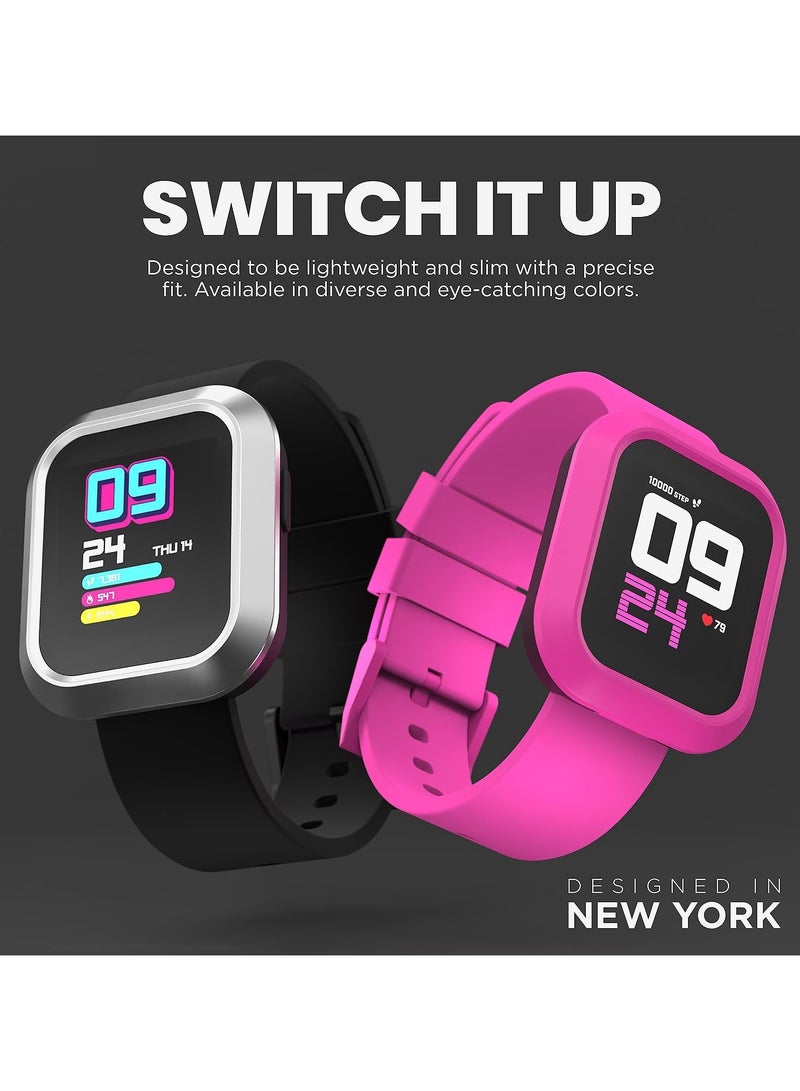 iTouch Unisex Interactive Flex Watch Silver/Black with  Interchangeable Silicone Strap, TF415A-B02 - Image 2