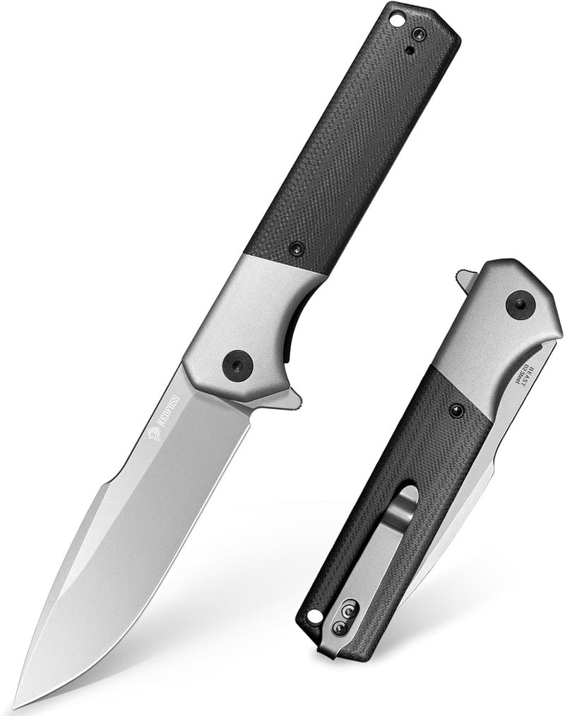 NedFoss BEAST Pocket Knife for Men, 3.42" D2 Steel Tactical Folding Knife, Lightweight EDC Knife with Aluminum Bolster, G10 Handle, Reversible Clip, Gentleman's Knives for Christmas/Birthday/Dad Gifts - Image 1