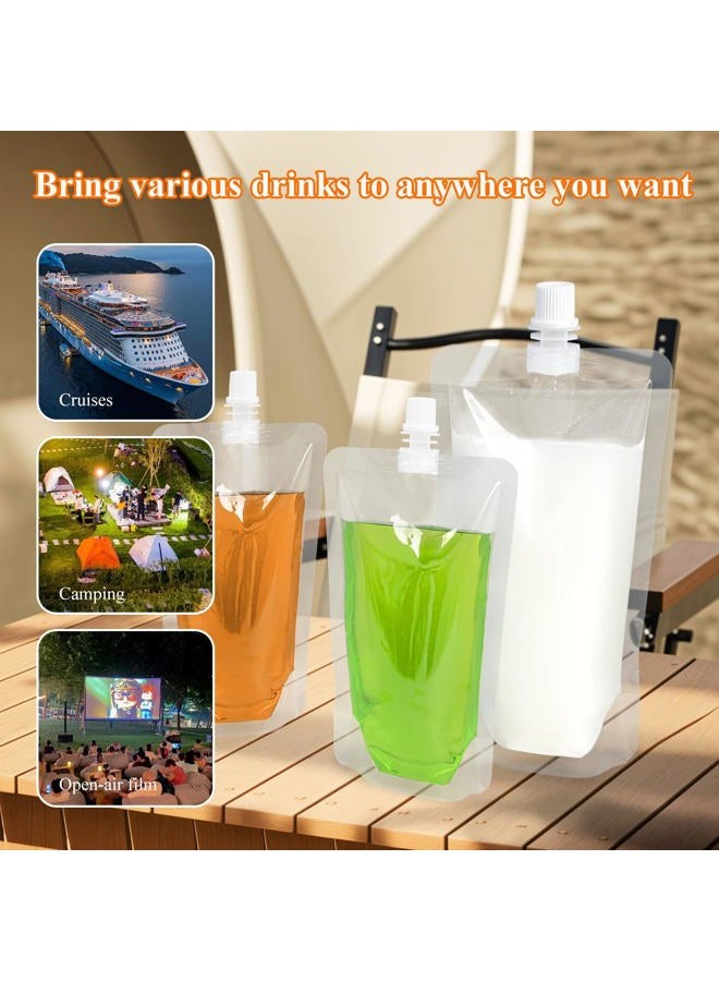 Cloudslucky 16OZ 50PCS Drink Bags,Reusable Spouted Pouches with Funnel for Drinking Liquid Beverage Juice,Stand Up Plastic Flasks for Travel Camping Outdoor Sport Concert Events,Leak-Proof Food Grade - Image 5