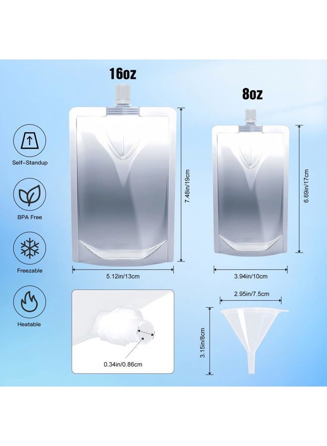 Cloudslucky 16OZ 50PCS Drink Bags,Reusable Spouted Pouches with Funnel for Drinking Liquid Beverage Juice,Stand Up Plastic Flasks for Travel Camping Outdoor Sport Concert Events,Leak-Proof Food Grade - Image 2
