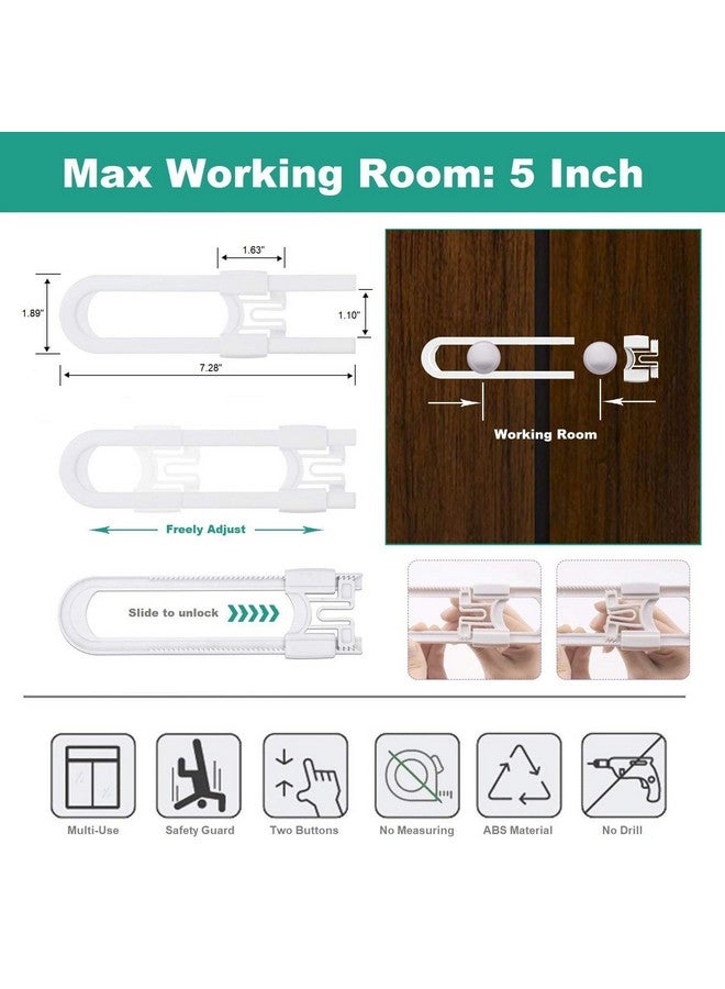 OKEFAN Sliding Cabinet Child Safety Locks - OKEFAN Baby Proofing Cabinet Lock Cupboard Latches for Kids on Closet Door Knobs Handles Pulls No Drill (10, White) - Image 3