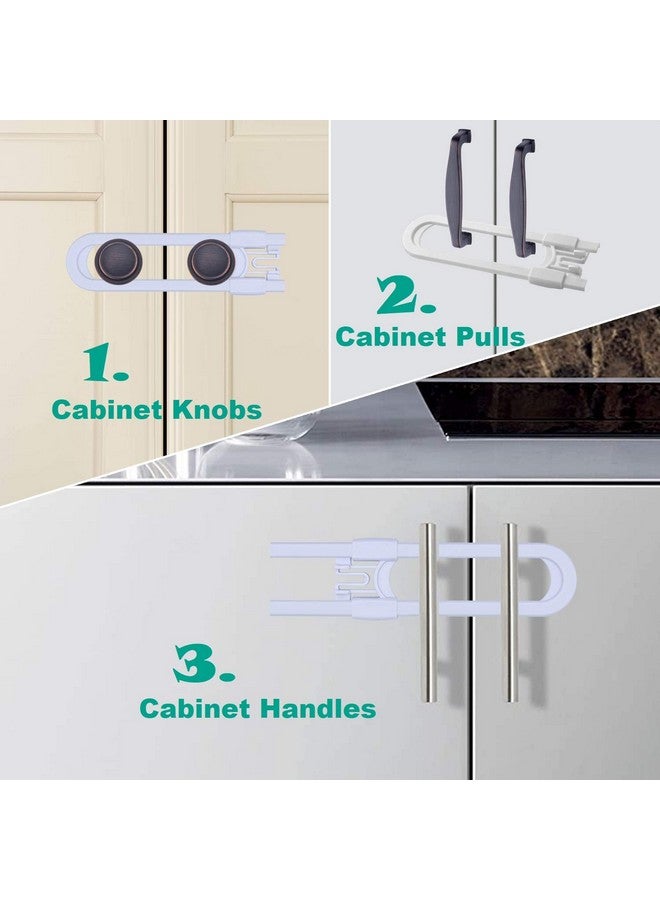 OKEFAN Sliding Cabinet Child Safety Locks - OKEFAN Baby Proofing Cabinet Lock Cupboard Latches for Kids on Closet Door Knobs Handles Pulls No Drill (10, White) - Image 4