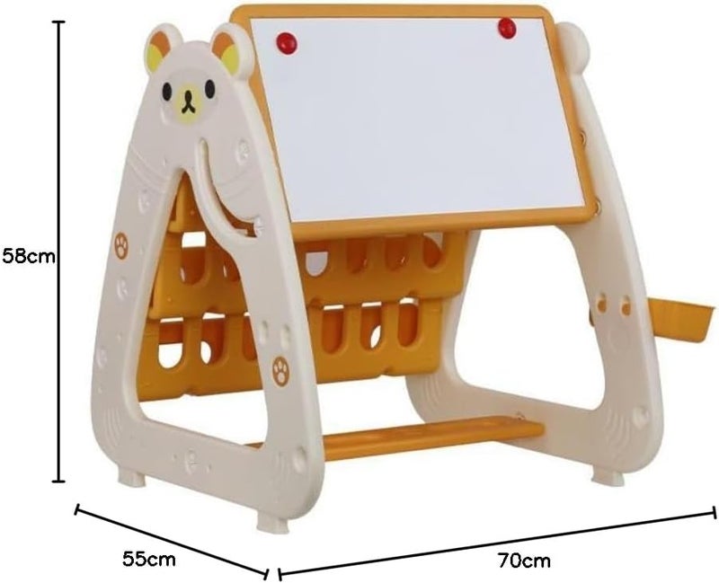 TURTEES 2-IN-1 Children's Art Easel and Desk with Stool - Yellow - Image 2