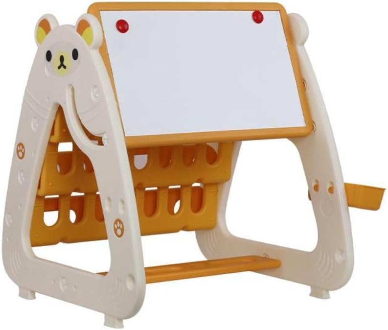 TURTEES 2-IN-1 Children's Art Easel and Desk with Stool - Yellow - Image 1