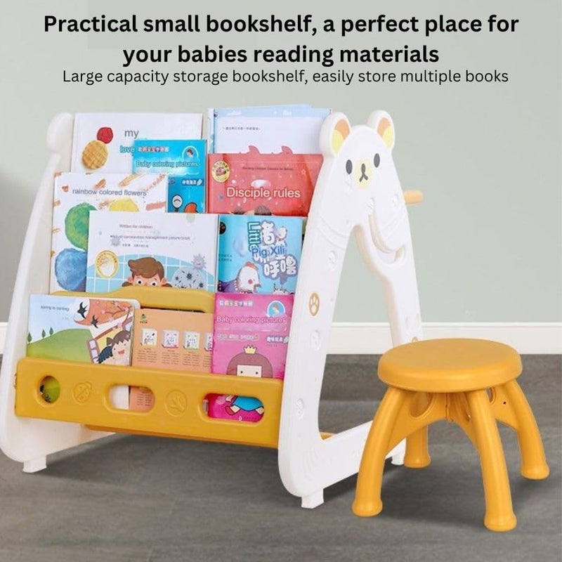 TURTEES 2-IN-1 Children's Art Easel and Desk with Stool - Yellow - Image 4