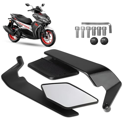 MIKANIX 180° Rotating Rear View York Fitting Stealth Mirror For Aerox Scooty All Models Aluminum Body With Sporty Wing Design - Image 1