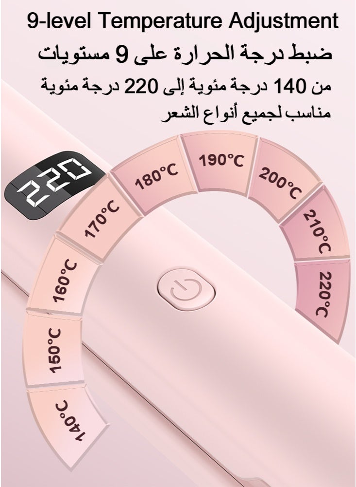 GREBON Ceramic Hair Straightener and Curler 2 in 1 Ceramic Flat Iron Thermoprotect Straightener 9 Temperature Settings up to 220°C, Negative Ionic Technology, Anti-static and Frizz Control, 3D Floating Ceramic Coating Plates, Auto Shut Off, SF-352 Pink - Image 5