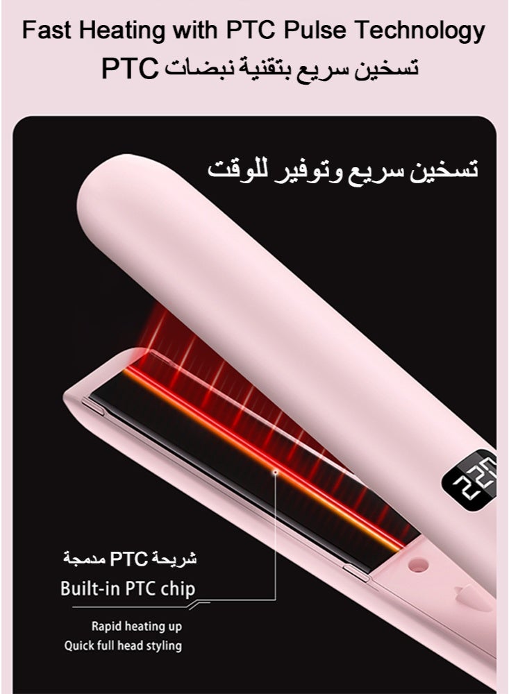 GREBON Ceramic Hair Straightener and Curler 2 in 1 Ceramic Flat Iron Thermoprotect Straightener 9 Temperature Settings up to 220°C, Negative Ionic Technology, Anti-static and Frizz Control, 3D Floating Ceramic Coating Plates, Auto Shut Off, SF-352 Pink - Image 4