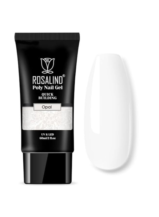 ROSALIND Opal White Poly Extension Gel 2 oz White Poly Nail Gel for Nail Art Decoration Nails Thickening Extension Easy to DIY Use at Home Need UV Lamp Update Version - Image 1