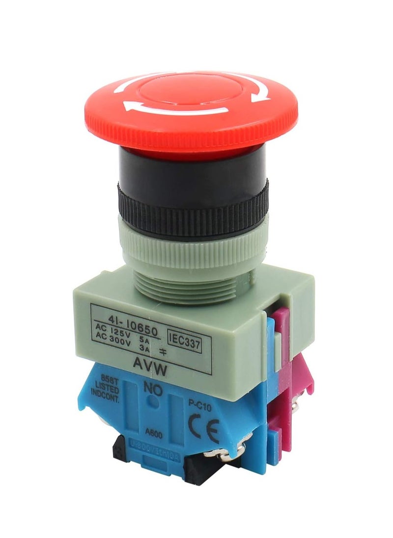 KNP - KNP Emergency Stop Switch Baomain Emergency Stop Switch Push Button Switch AC 600V 10A Red Mushroom 22mm NO NC - Image 1